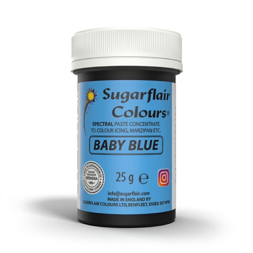 Gelová barva Sugarflair v pastelově modrém odstínu baby blue pro barvení dortových krémů a těst