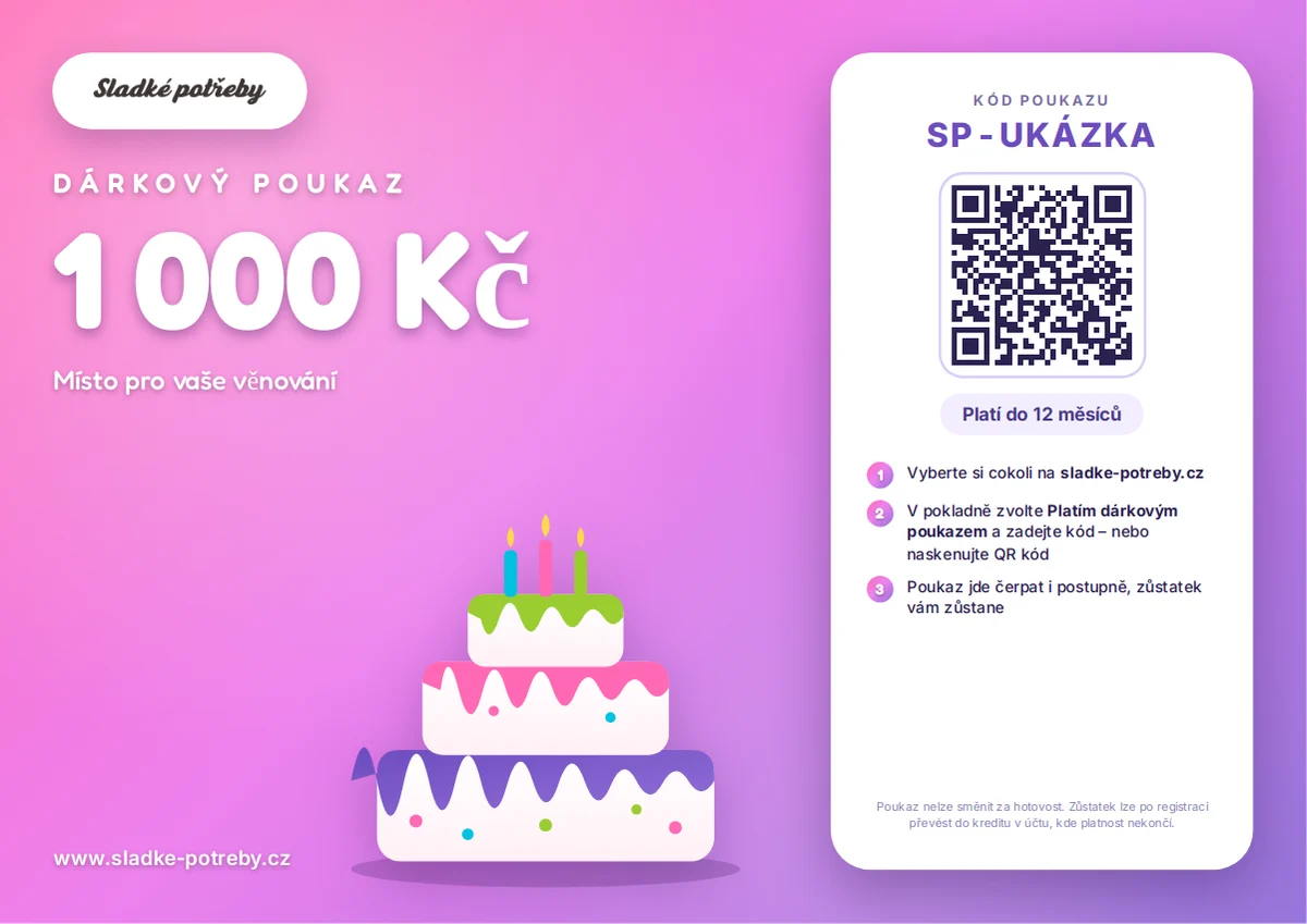 Dárkový poukaz Sladké potřeby – ukázka