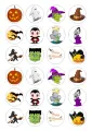 Kolečka na muffiny se zelenou čarodějnicí v klobouku a Frankensteinovou hlavou, jedlý obrázek na dort na Halloween