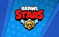 Jedlý obrázek na dort s logem Brawl Stars, zlatou hvězdou s lebkou a dvěma revolvery na modrém pozadí, jedlý obrázek na dort