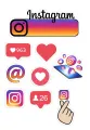 Hranatý jedlý obrázek s logem Instagramu, srdíčky a bublinami s lajky na fialovo-oranžovém pozadí, jedlý obrázek na dort