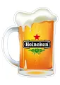 Orosený půllitr piva Heineken s bílou pěnou a zeleným logem na zlatavém pozadí, jedlý obrázek na dort