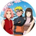 Naruto, Sakura a Hinata s horou a kvetoucí sakurou v pozadí, jedlý obrázek na dort
