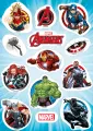 Sestava superhrdinů Avengers s kladivem Mjolnir, štítem a logem týmu v pestrých barvách, jedlý obrázek na dort