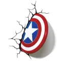 Kulatý štít Kapitána Ameriky s hvězdou v červené, modré a bílé barvě proráží bílou zeď s černými prasklinami, jedlý obrázek na dort