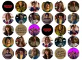 List jedlých koleček se postavami ze Stranger Things, červeným logem a světelnou abecedou na tmavém pozadí, jedlý obrázek na cupcakes