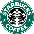 Kulatý jedlý obrázek se zeleno-bílým logem Starbucks s mořskou pannou a nápisem Starbucks Coffee, jedlý obrázek na dort