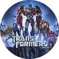 Optimus Prime, Bumblebee a Arcee na pozadí bouřkové oblohy s blesky, jedlý obrázek na dort