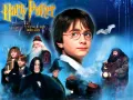 Filmová koláž Harryho Pottera s hradem Bradavic, expresem, sovou a postavami v kouzelnických hábitech, jedlý obrázek na dort