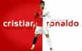 Cristiano Ronaldo rozdělený na červenou a bílou polovinu, s nápisem jména, jedlý obrázek na dort