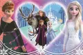 Jedlý obrázek Frozen s princeznami Annou a Elsou, sněhulákem Olafem a sobem Svenem v pastelových barvách, obrázek na dort