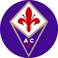 Kulatý fialový motiv s červenou lilií a zkratkou ACF uprostřed, jedlý obrázek na dort
