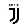 Kulatý černobílý znak fotbalového klubu Juventus s písmeny J na bílém pozadí, jedlý obrázek na dort