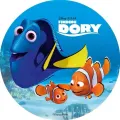 Dory, Nemo a Marlin mezi mořskými korály na modrém podmořském pozadí, jedlý obrázek na dort