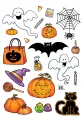 Kolečka na muffiny s bílými duchy a barevnými lektvary, jedlý obrázek na dort k Halloweenu