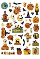 Kolečka s halloweenským strašákem do zelí, sovou a dýněmi v oranžových a žlutých tónech, jedlý obrázek na dort