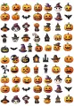List jedlých kolečků s oranžovými halloweenskými dýněmi, netopýry a domečky na muffiny, jedlý obrázek na dort