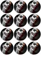 Půlený halloweenský obličej s černobílým líčením a sešitým širokým úsměvem na kolečku pro cupcakes, jedlý obrázek na dort