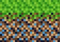 Pixelová textura zelené trávy a hnědé země, jedlý obrázek na dort