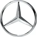 Chromované stříbrné logo Mercedes se třícípou hvězdou, jedlý obrázek na dort.