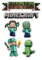 Kreslené postavičky Steve, Creeper a Zombie ze hry Minecraft, jedlý obrázek na dort