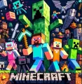 Steve s krumpáčem, Creeper a herní logo Minecraft, jedlý obrázek na dort
