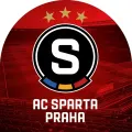 Moderní fotbalový znak Sparta Praha na pozadí stadionu, jedlý obrázek na dort