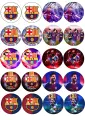 Jedlá kolečka na cupcakes a muffiny s logem FC Barcelona a Lionelem Messim, jedlý obrázek na dort
