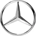 Stříbrné logo Mercedes-Benz s trojcípou hvězdou, jedlý obrázek na dort