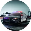 Americké policejní auto se svítícími majáky, jedlý obrázek na dort
