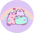 Jedlý obrázek na dort s motivem pastelových kočiček Pusheen a duhy