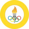 Kulatý jedlý obrázek na dort s motivem olympijské pochodně a barevných kruhů