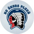 Kruhové logo hokejového týmu HC Škoda Plzeň s indiánem, jedlý obrázek na dort
