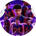 Fotbalista Lamine Yamal v dresu Barcelony s neonovými efekty, jedlý obrázek na dort