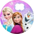 Elsa, Anna a sněhulák Olaf na růžovém pozadí, kulatý jedlý obrázek na dort