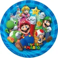 Kulatý jedlý obrázek na dort s motivem Super Mario, Luigi, Peach a Yoshi
