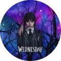 Wednesday Addamsová a ruka Věc na noční obloze, kulatý jedlý obrázek na dort