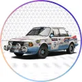 Legendární bílé závodní auto Škoda s přídavnými světly, jedlý obrázek na dort