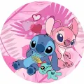 Stitch a růžová Angel se srdíčky a panenkou Scrump, jedlý obrázek na dort