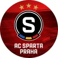Kulatý fotbalový znak Sparta Praha s hvězdami na stadionu, jedlý obrázek na dort