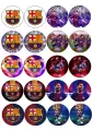 Znaky fotbalového klubu FC Barcelona a Lionel Messi, jedlý obrázek na dort a cupcakes