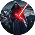 Kylo Ren s červeným světelným mečem a armádou Prvního řádu, jedlý obrázek na dort