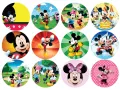 Kolečka s motivem Mickey Mouse a Minnie na cupcakes, jedlý obrázek na dort.