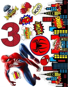 Spiderman s číslem 1-9 dle výběru – obdélníkový jedlý papír na dort