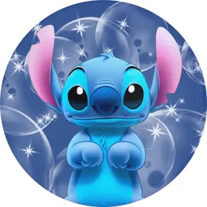 Lilo a Stitch – Stitch s bublinami a hvězdami – jedlý papír na dort