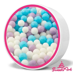 Cukrové perly, Elsa mix 7mm 50g - bílá, fialová, azurová