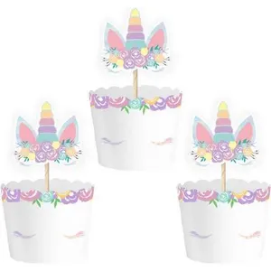 Košíčky a zápich na muffiny Unicorn, 6 ks