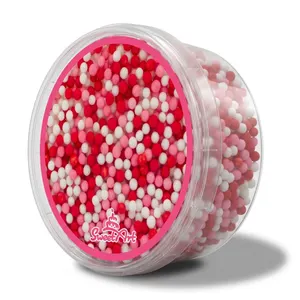 Cukrové perly, Love mix 5mm 80g - růžová, červená, bílá