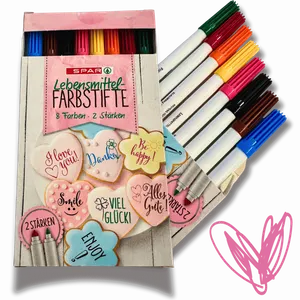 Jedlé potravinářské fixy, sada 8 barev - oboustranné