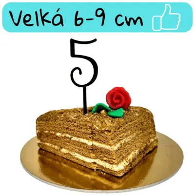 3D zápich Dortová číslovka 1 – psací font, maxi, více barev – 3D zápich z vlastní výroby